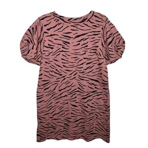 Velvet Graham & Spencer Terry Sweatshirt Dress L Jolene Puff Sleeve Tiger Print